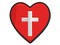 Cross in Heart Christian Multi-Color Embroidered Iron-On or Hook & Loop Patch Applique